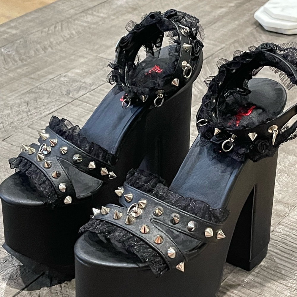 Demonia Black Lace Platform Heels